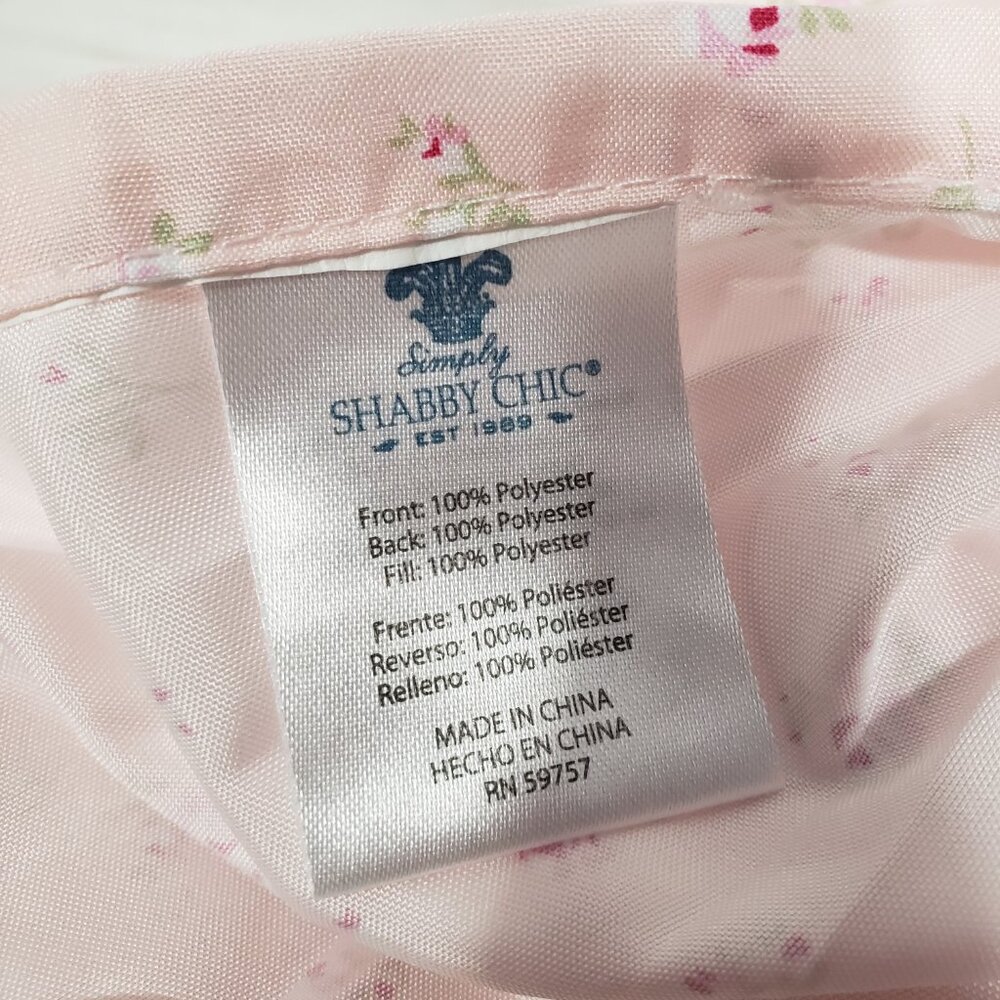 Pair of Shabby Chic Pink & Green Floral Quilted Pillow Shams Standard Size - Picture 2 of 6